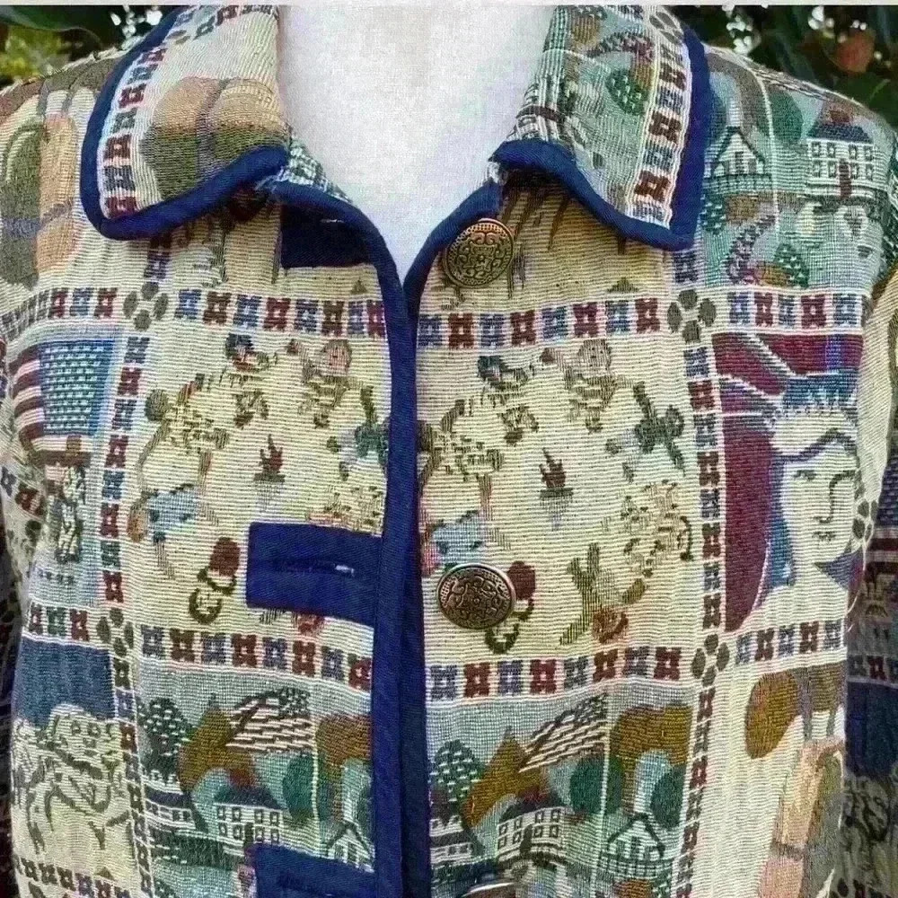 Vintage tapestry jacket with American pattern by Blair - Picture 3 of 7